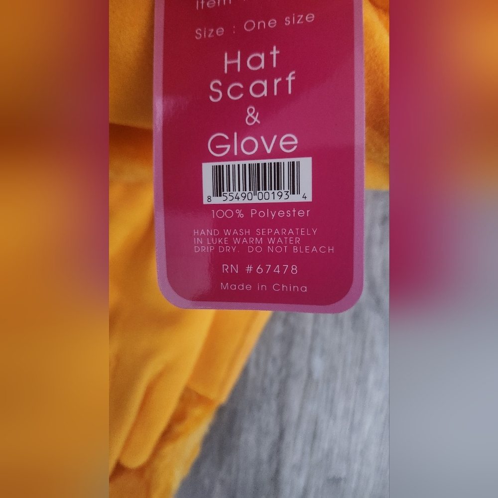 Ultra Lite Warm Stylish 3pc Mustard Yellow Scarf, Hat, and Glove Set - Picture 3 of 4